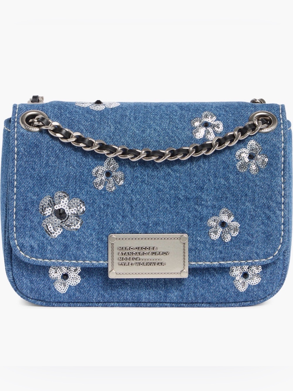 Marc Jacobs Small Daisy Sequin Denim Shoulder Bag